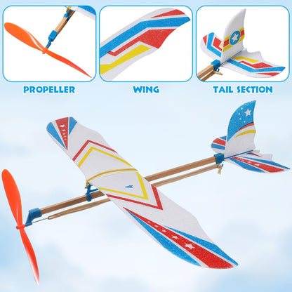 TOYANDONA 5Pcs Rubber Band Powered Aircraft Airplane Model Creative Helicopter for Kids Throwing Glider Airplane Toy for Birthday Party Favor Prize Reward (Random Pattern)