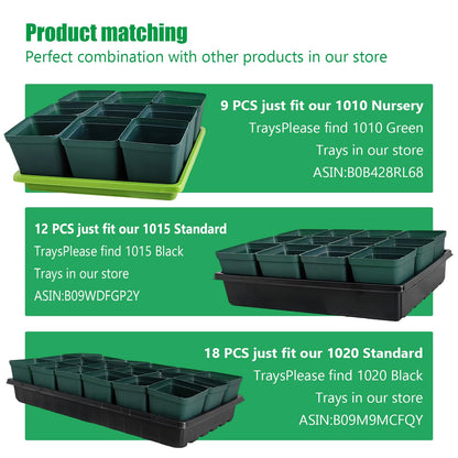 RooTrimmer Square Nursery Seedling Pot 3.5 Inches 90 Pcs, Small Nursery Pot Plastic Thick and Sturdy Seed Start Germination Pot for Plant Propagation and Seeding(Green,3.54 Inches, 90Pcs)