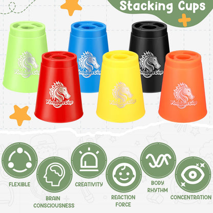 Libima 72 Pcs Sports Stacking Cups Set Stack Cup Party Game Speed Training Game for Adult Family Party Challenge Competition Travel Gift, 6 Colors