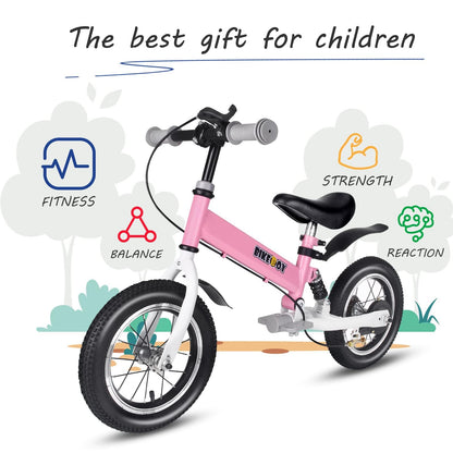 bikeboy Balance Bike 3 in 1,The Dual Use of a Kids Balance Bike and Kids Bike,12 14 Inches for 2-6 Years Old,with Shock Absorbers, Fenders, Pedals, Auxiliary Wheels