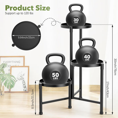 JOPBENG 3 Tier Corner Plant Stand Indoor Outdoor, Metal Plant Shelf with 10 Inch Wide Tray,Flower Pot Display Holder Iron Rack Organizer Stand for Living Room Office Garden Patio Balcony Black