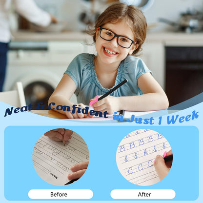 Grooved Cursive Handwriting Workbook for Beginners Kids Ages 8-12 | Cursive Writing Practice Book | Magic Ink Cursive Books with Riddles, Stories & Quotes | Handwriting Practice for Kids 8-10 Cursive