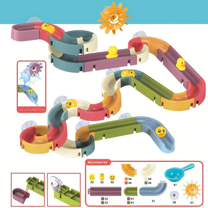 62 PCS Toddler Bath Toys for Kids Ages 3-5 4-8,Large Fun DIY Suction Cup Bathtub Mold Free Shower Toy Set,Duck Slide Building Game Toys for Ages 3 4 5 6 7 8 Year Old,Birthday Gift for Baby Boys Girls