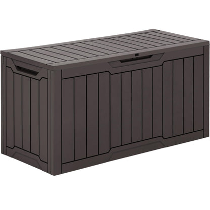 YITAHOME 80 Gallon Outdoor Storage Box, Large Water Resistant Resin Deck Box, Indoor Outdoor Lockable Storage Container for Patio, Garden, Cushions, Tools, Equipment (Dark Brown)