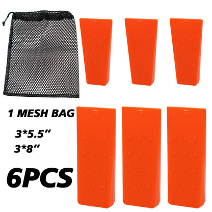 kuzuryu 6pcs Tree Felling Wedges 5.5” & 8” Combo - ABS Plastic Logging Tools with Anti-Slip Teeth, Chainsaw Accessories for Medium Trees (Mesh Bag)