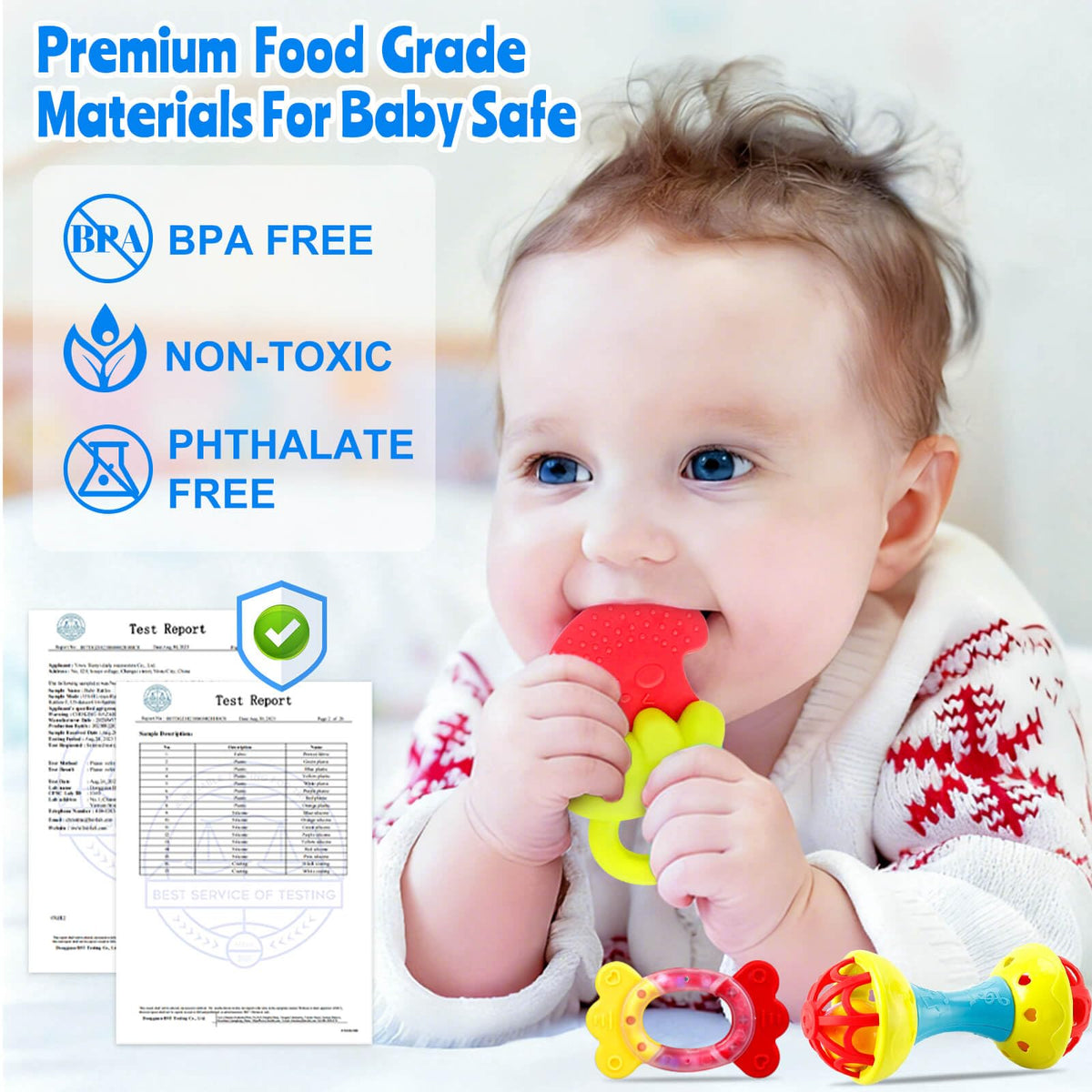 Baby Toys 0-6 Months - Baby Rattles Teething Toys 3-6 Month Infant Toys 6-12 Months Teether Toy 3 4 5 6 Month Old Newborn Essentials Must Haves Wrist Socks Toddler Stocking Stuffers Christmas Gifts
