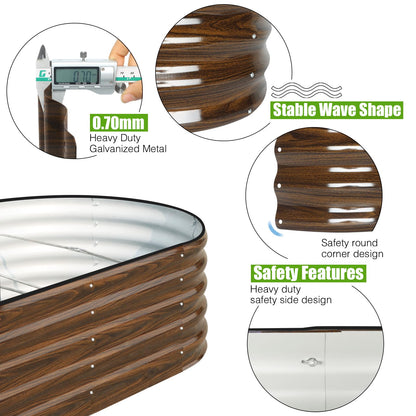 SnugNiture Galvanized Raised Garden Bed, 6x3x1.5ft Oval Metal Planter Box for Planting Outdoor Plants Vegetables