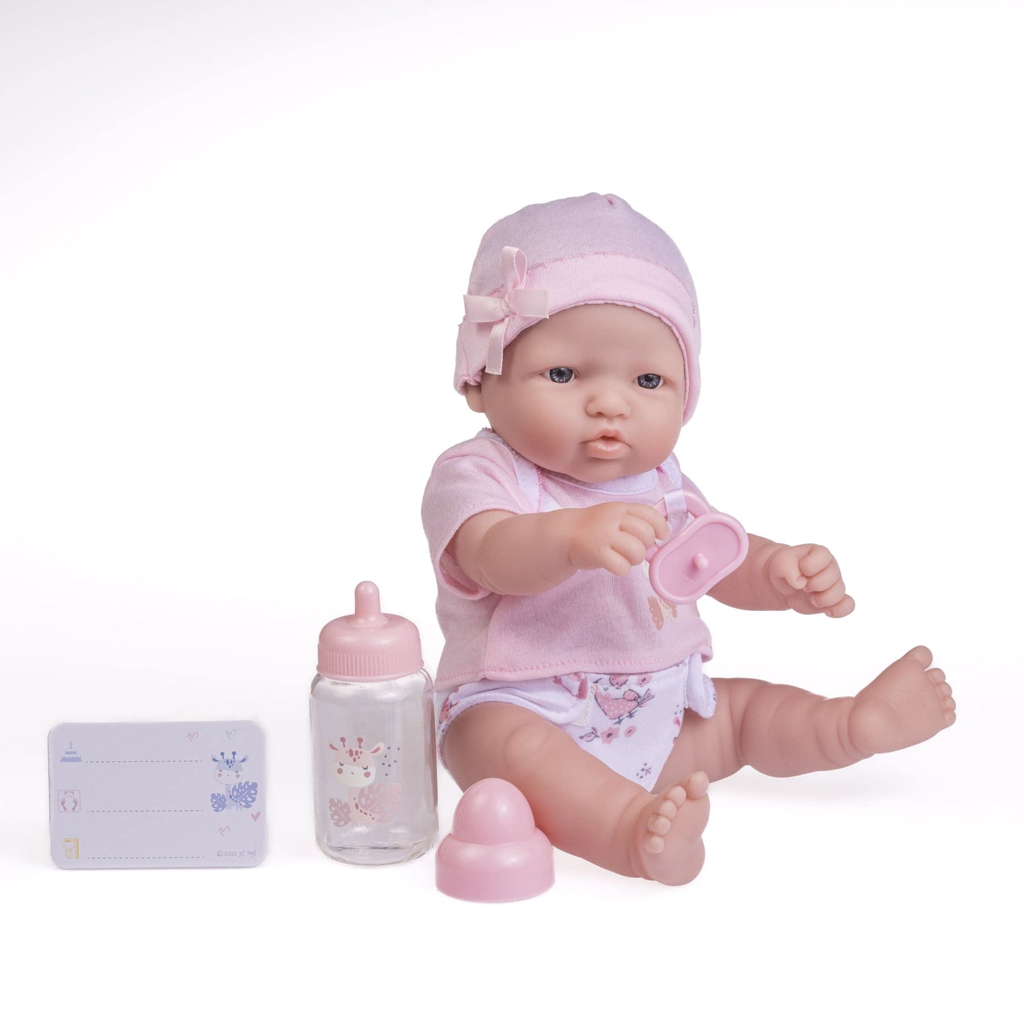 JC Toys - La Newborn Nursery | 7 Piece Baby Doll Gift Set | 12" Life-Like Baby Doll with Accessories | Pink | Ages 2+ (18344)