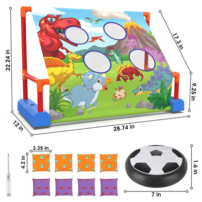 Ocditikl 2-in-1 Moving Kick Toss Games for Kids Ages 4-12, Light Up Hover Soccer Ball with Animal Bean Bag Toss, Indoor Outdoor Birthday Toys for 4 5 6 7 8 9 10 11 12 Year Old Boys Girls