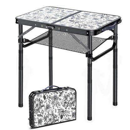 Outdoor Side Table, Portable 3 Adjustable Height Small Outdoor Folding Table, Aluminum Foldable Patio Side Tables for Outside Indoor, Plant Stand Coffee End Table for Pool, Porch,Garden, Balcony
