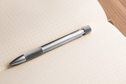 Wingback Mechanical Pen | Luxury Precision Pen with Fisher Space Ink Cartridge, Heavyweight Metal Writing Pen, Made in England (Steel)