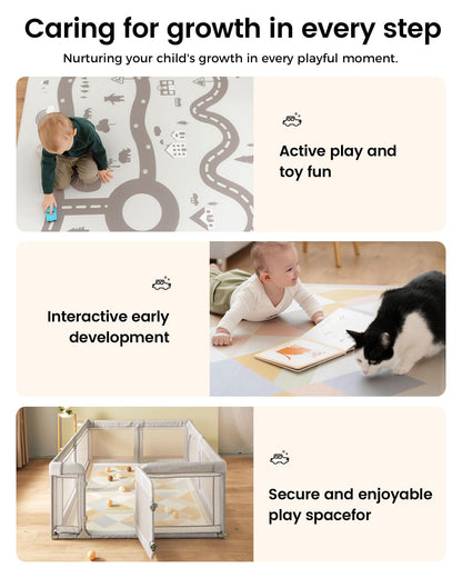 Tiny Land Baby Play Mat - Extra Large 78"x55" Waterproof Crawling Playmat for Infants & Toddlers, Reversible Non-Slip Foam Floor Mat, Soft Thick Foldable (Modern Zoo Oasis)