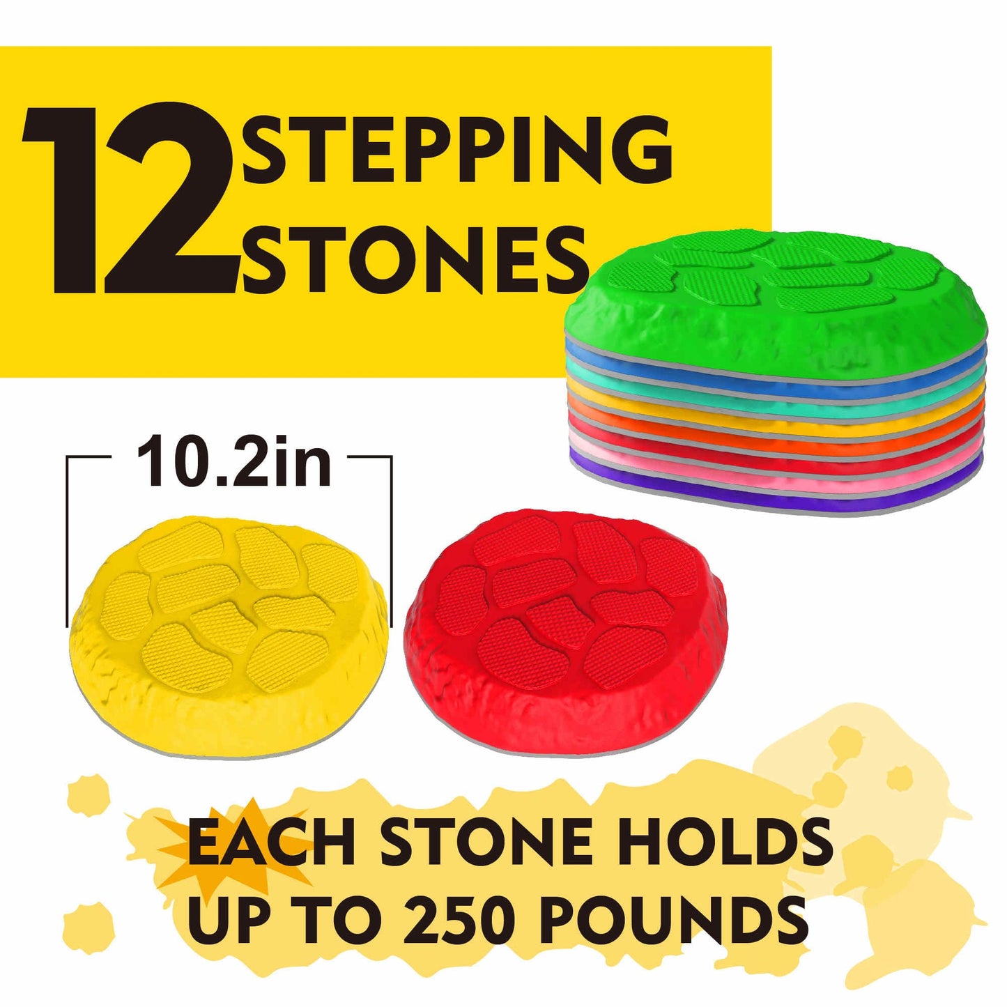 SmartYeen Stepping Stones for kids,8/12 PCS Durable Non-Slip Balance Stones Indoor Outdoor toys for toddlers develope Kids Balance and Coordination Skills