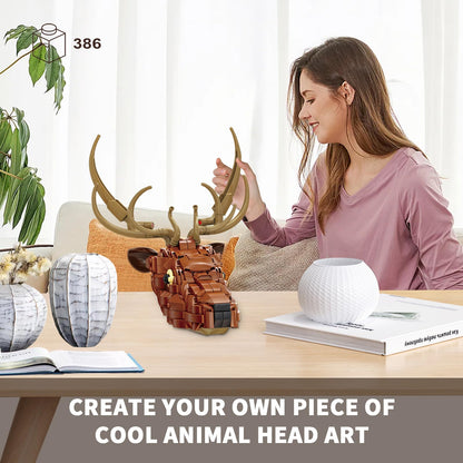 KAZI Wall Art Building Toy Sets,Deer Head Nature Wall Artwork for Living Room Decor,Home Office Decor Idea,Build and Display Creative Activity for Artistic Adults,Ideal Gifts for Mothers Day