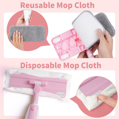 Lullulii Kids Spray Mop,Fun & Functional Toddler Cleaning Set,Real Working Mop for Floors,Pretend Play – Includes Spray Bottle, 2 Washable Microfiber Pads, Montessori Kids Cleaning Toy Set -Pink