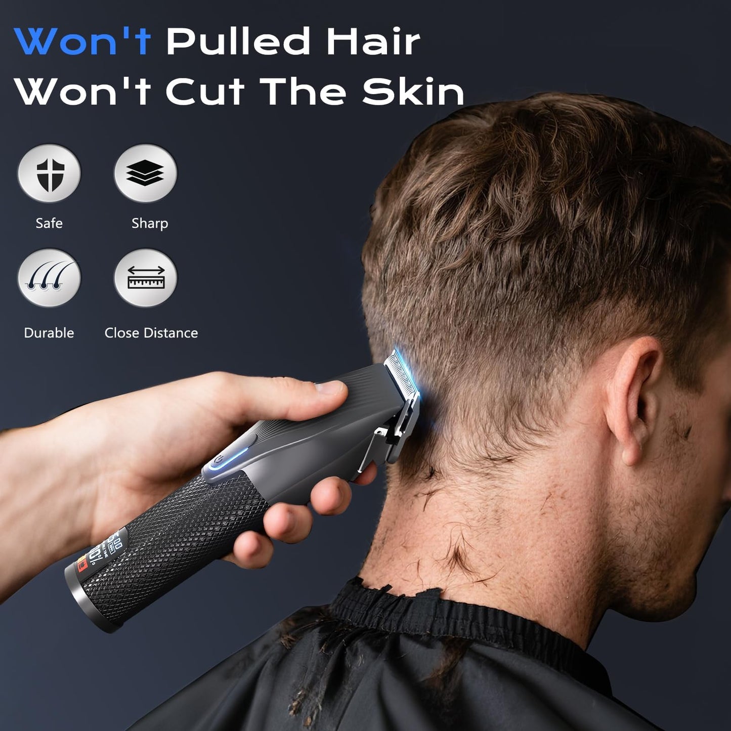 Hair Clippers for Men, Professional Cordless Hair Cutting and Trimmers Set with 7500RPM Powerful Motor & LCD Display, Mutil Function Mens Electric Hair Grooming Shaver Kit for Nose, Face, Body, Beard
