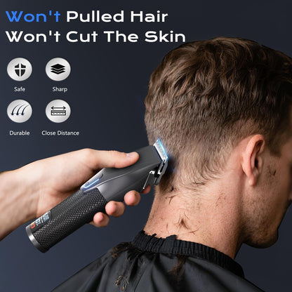 Hair Clippers for Men, Professional Cordless Hair Cutting and Trimmers Set with 7500RPM Powerful Motor & LCD Display, Mutil Function Mens Electric Hair Grooming Shaver Kit for Nose, Face, Body, Beard