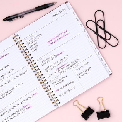 Blue Sky 2026-2027 Weekly and Monthly Academic Year Planner Calendar, July 2026 - June 2027, 5.875" x 8.625", Flexible Pocket Cover, Wirebound, Laminated Tabs, Includes Extra 30 Sheets of Notes, Dark Peonies