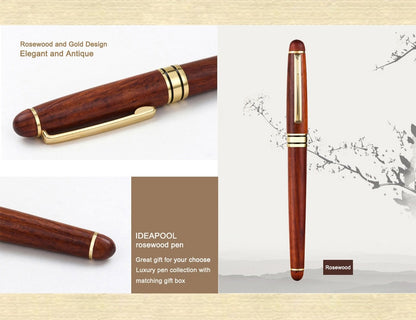 IDEAPOOL Luxury Rosewood Ballpoint Pen Writing Set - Extra 2 Black Refills - Elegant Fancy Nice Gift Wood Pen Set for Signature Executive Business Journaling