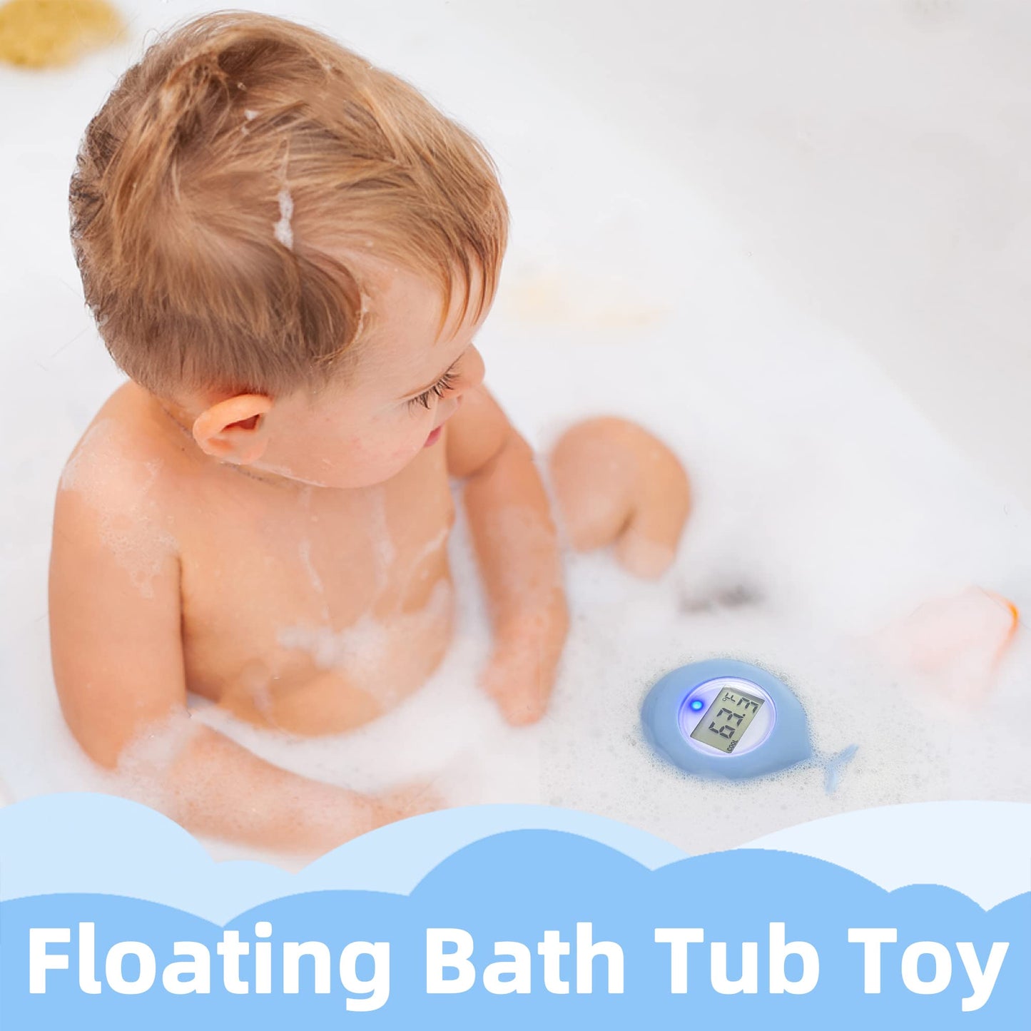 Baby Bath Tub Thermometer for Infant, Bathtub Water Temperature Room Thermometer, Safety Floating Bathing Toy, Newborn Essentials, Gifts for Moms Infant - New Upgraded Waterproof