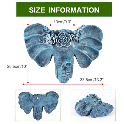 Sungmor Resin Elephant Head Wall Pot, Unique Bohemian Style Animal Face Planter, Vertical Hanging Plant Pot, Pretty Decorative Flower Pot for Indoor Outdoor Plants, for Gardening Lovers