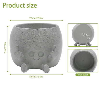 LAUGOKOBE Smily Face Planter Pot with Middle Fingers Up, Face Plant Pot Resin Flower Head Planters for Indoor Outdoor Plants Succulent Pots for String of Pearls Plant Live Gift Ideas for Christmas