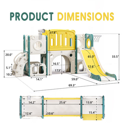 8 in 1 Toddler Slide Set, Kids Slide for Toddlers, Toddler Climber Slide PlaySet with Basketball Hoop,Outdoor Indoor Playground for Toddlers Upgraded