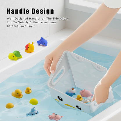 Ligereza Quick Fetch Way Bath Toy Storage, Cute Mesh Bath Toy Organizer, Large Capacity and Large Opening Baby Bathtub Toy Holder for Tub, Multipurpose Mesh Shower Bag (White)