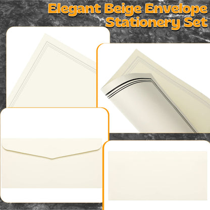 Glenmal 144 Pcs Stationery Paper and Envelopes Set Includes 48 Pcs Vintage Envelopes 96 Pcs Stationary Letter Writing Paper for Office Home Invitation Party Gifts Favors Supplies