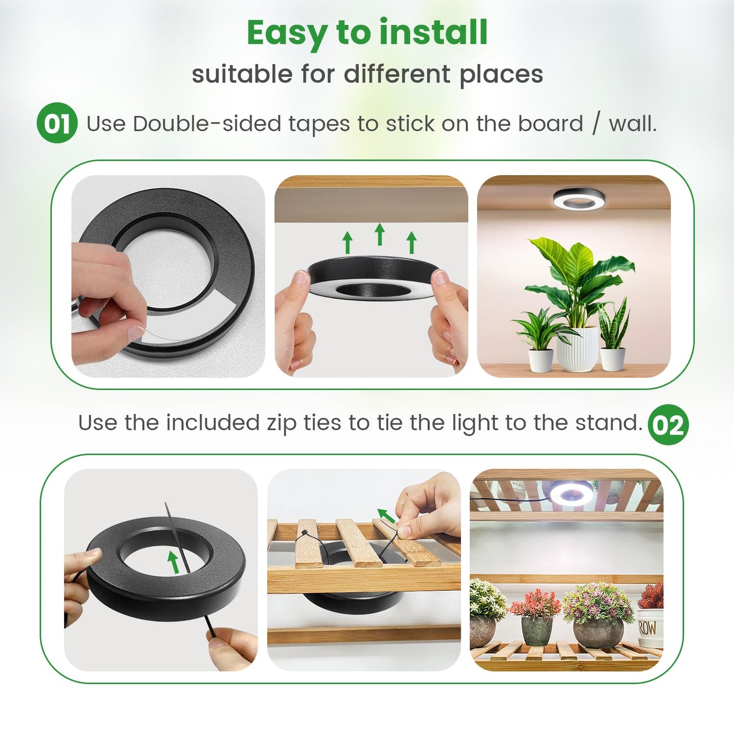 Wiaxulay Grow Lights for Indoor Plants, 48 LEDs Full Spectrum LED Plant Grow Light, Under Cabinet Grow Lamp with Auto Timer 6/12/16 Hrs, 3 Lighting Mode, 5 Brightness Levels, One Head (3.5in)