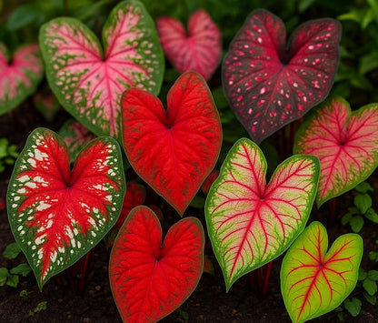 Caladium Bulbs for Planting - Mixed Colors, Growers Choice - Long Blooming Blend (12 Bulbs)