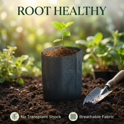 Gardtree 200PCS 5.5×6.3 Inch Breathable Plant Grow Bags - Biodegradable Non-Woven Plant Seedling Pots for Seed Starting, Indoor/Outdoor Vegetables, Herbs, Flower | Easy Transplant, Space Saving, Black