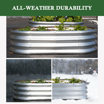 Tramull 4x2x1 ft Galvanized Raised Garden Bed Outdoor, 4-Pack 12" Tall Metal Planter Boxes for Planting Vegetables, Flowers, Herbs, Tomato - Corrugated Rust-Resistant Elevated Garden Beds Kit, Silver