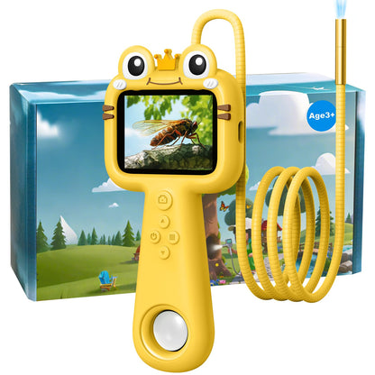 Toy Borescope Camera with Ligh for Kids - Ourdoor Educational STEM Toy Gift for 4 5 6 7 8 9 10 Years Old Boys Girls Birthday, Kids Toy Camera for Outdoor Adventures & Nature Discovery (Yellow)