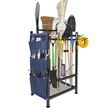 SAMRELAX Garden Tool Organizer, Garden Yard Tool Rack for Garage, Garage Organization and Storage, Metal Yard Tools Storage up to 46 Tools/Rake/Broom/shovel/, Suitable for Garage, Yard, Patio, Shed