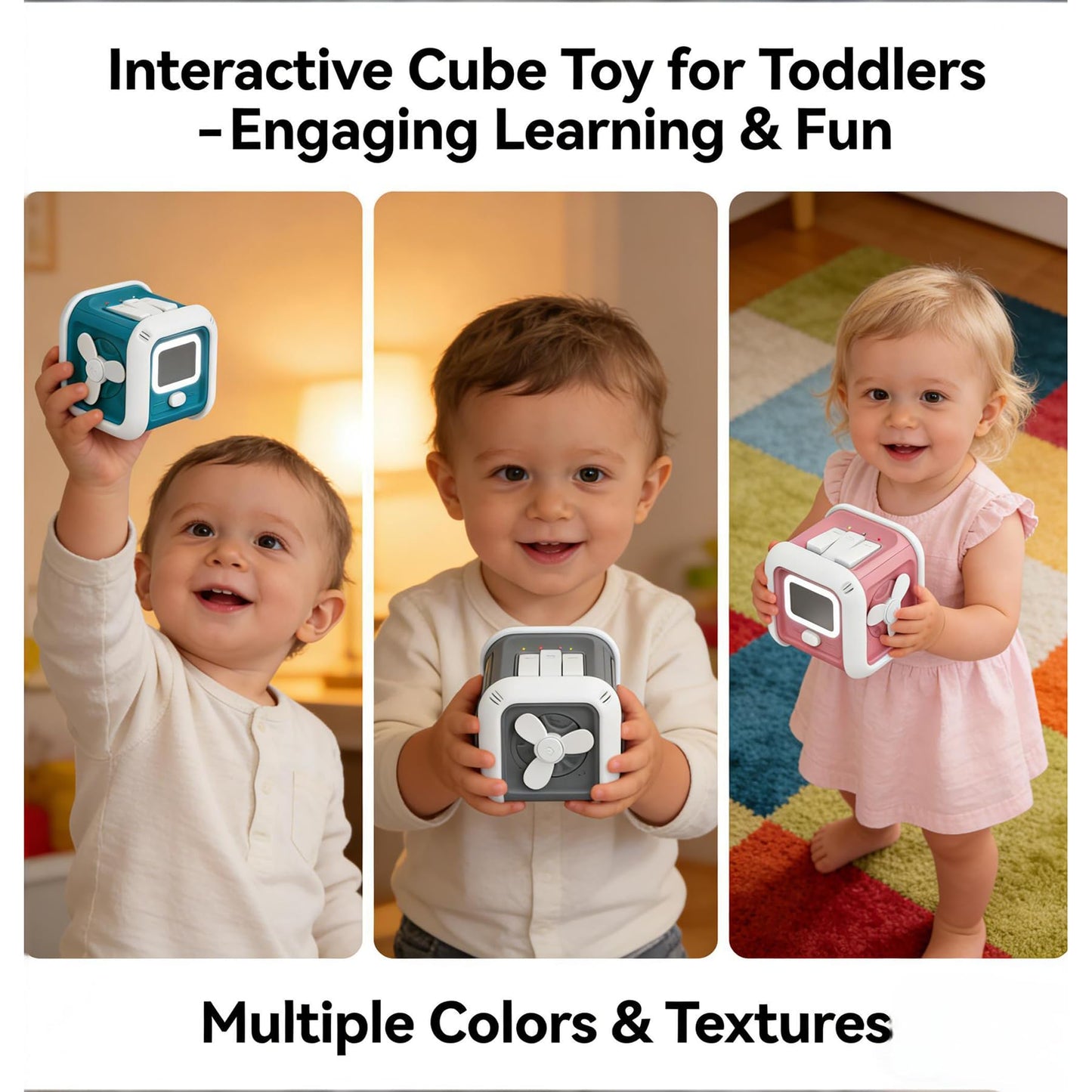 inzerwudi Montessori Toys for 1 Year Old Boy Gifts, Busy Board for 1 Year Old Toys with Light, Travel Sensory Toys for Toddlers 1-3, Baby Activity Cube Learning Toy 12-18 Months Birthday