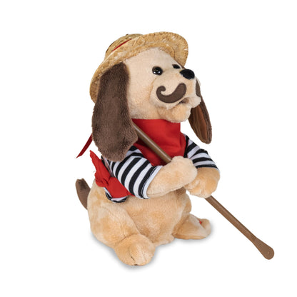 Singing Toy Puppy - Gondolomio | Animated Plush Italian Dog Sings 2 Songs "O Sole Mio" and Elvis Hit "It's Now or Never" | Funny Romantic Cute Valentine Gift | Great for Kids and Adults, 12 inches