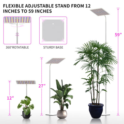 BESTVA 36W Grow Lights with Stand, Full Spectrum LED Plant Light, 12-59 Inch Height Adjustable Growing Lamp with Auto On/Off Timer 4H/8H/12H, 4 Dimmable Brightness