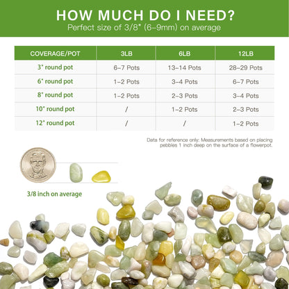 NUPICK 6 lbs Pebbles for Indoor Plants, 3/8 Inch Pea Gravel for Fish Tank, Polished Decorative Rocks for Succulent, Natural River Stones for Vases, Cactus, Landscaping, Bird Bath, Aquarium, Jade