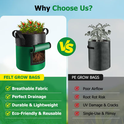 Xpatee 6 Pack Potato Grow Bags with Flap, 10 Gallon Grow Bags for Growing Potatoes, Colorful Durable Fabric Garden Planter Pots with Harvest Window for Tomatoes Vegetables Fruit Flowers Herbs