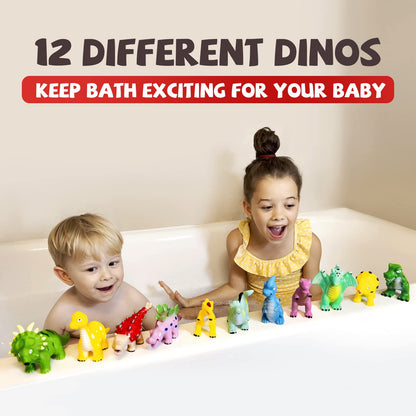 Hely Cancy Dinosaur Bath Toys for Toddler, No Hole Baby Bathtub Shower Water Pool Toys