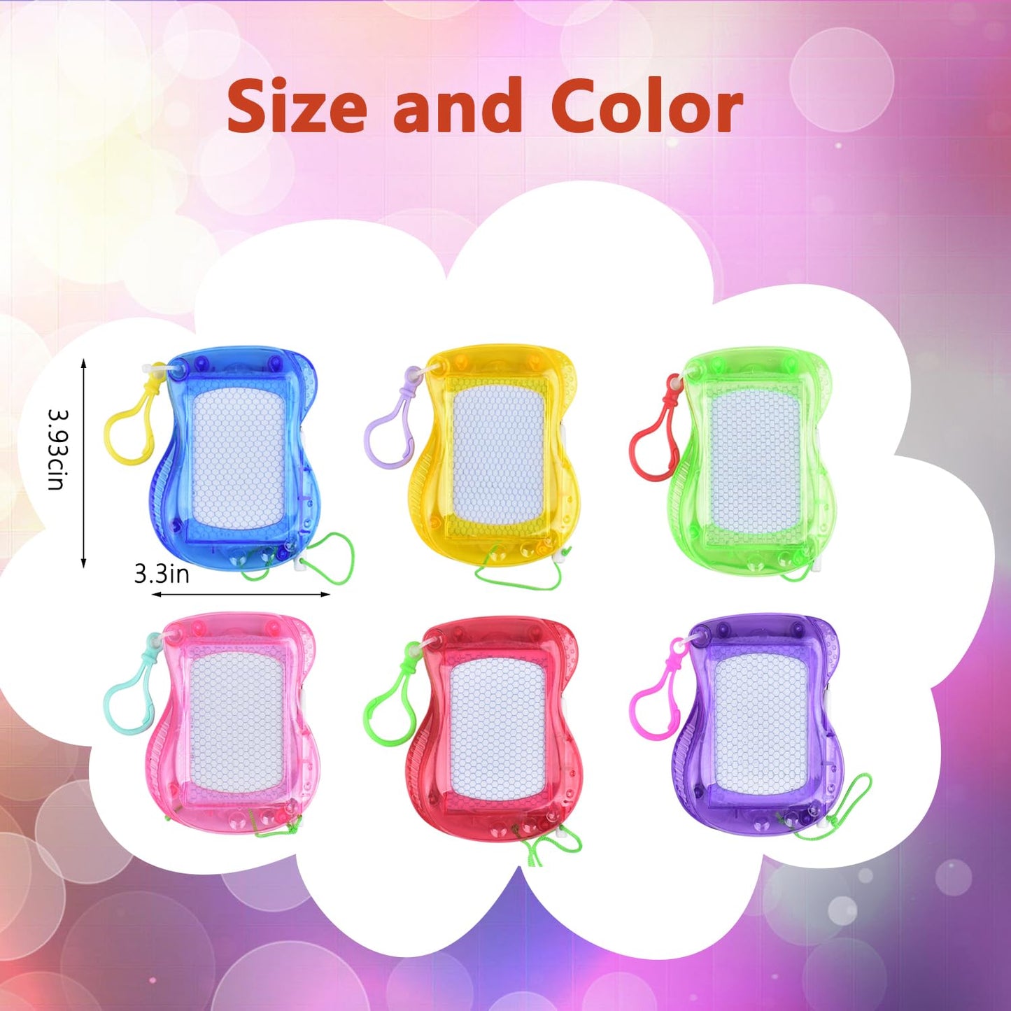 Plzoslly 24 Pack Mini Magnetic Drawing Board for Kids, Small Magnetic Doodle Board Set Backpack Keychain Clip Drawing Board, Erasable Sketch and Painting Pad for Party Favor, Boys and Girls(6 Colors)