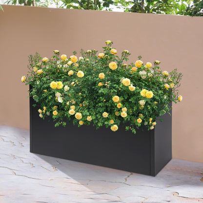 Ginelm 38”L x 15”W x 15”H Metal Long Planter Box for Outdoor Plants Large Rectangular Planter Boxs Spliced Flower Pot for Flowers Garden