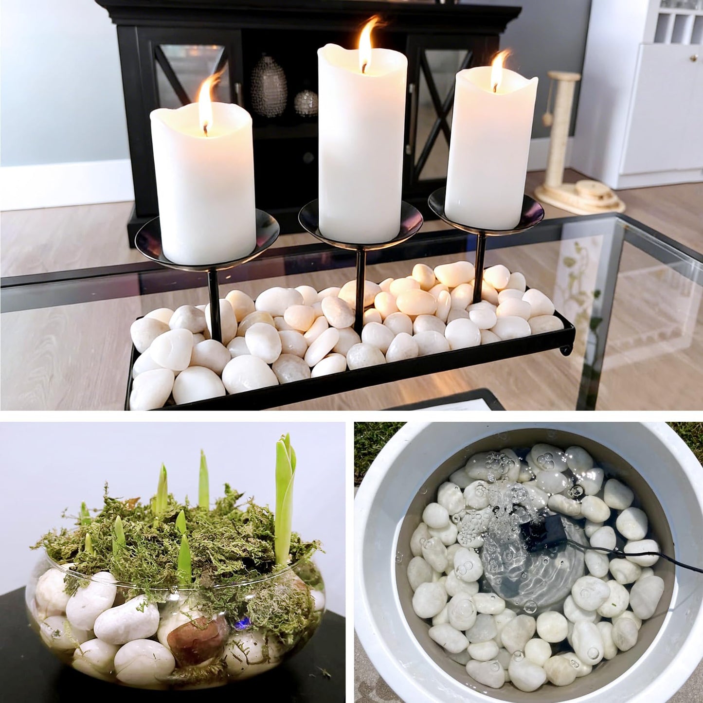 RUOJAS 5 lb Natural Polished White Pebbles, 1-2 Inch Decorative White Rocks for Potted Plants Pot Filling Aquariums Outdoor Street Scape Decorative Rocks