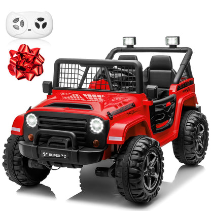 24V XL Ride on Car with Remote Control, JOYRACER 2 Seater 4WD/2WD Switchable Electric Car for Kids w/20 Inch Wide Seat, Gift Flower, 4X200W Power Car Wheels 24 Volt Big Truck for Boys Girls, Red