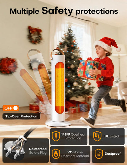 HETRAROOT Outdoor Heaters for Patio w/4 Modes, 350Sq.ft 1S Heating, 1500W PTC Ceramic Electric Patio Heater for Outdoor Use, Overheating & Tip-Over Protection, Space Heaters for Indoor Use Large Room