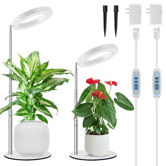 Kullsinss Grow Lights for Indoor Plants, 80 LEDs Full Spectrum Plant Lights for Indoor Growing with 2 Mounting Options, 6/12/16H Timer, 3 Spectrum Modes, 9.8"-37" Height Adjustable Grow Lamp, 2 Pack