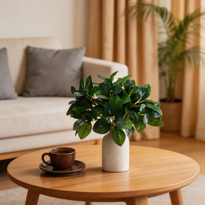 12 Inch Artificial Plant Indoor,Small Fake Plants Eucalyptus Stems With Vase,Faux Greenery In Pot For Farmhouse Home Decor,Bathroom Living Room Kitchen Office Coffee Table Centerpiece (cream white)