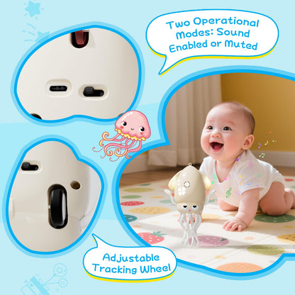 WAYPIN SION Crawling Dancing Octopus Toy for Kids – Rechargeable Interactive Sensory Toy with LED Lights & Music, Fun Tummy Time Gift for Birthdays & Holidays (Off-White)