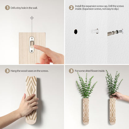 3 Pack Wood Wall Planter, Boho Wall Art for Entryway and Bathroom Decor, Modern Farmhouse Decor, Wall Decor Vase for Holding Fake Plants and Dried Flowers
